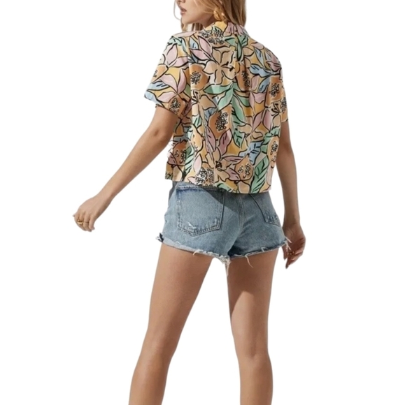 Astr Tourist Tropical Papaya Print Short Sleeve Button Size Small New - Picture 6 of 13